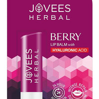 Jovees Herbal Berry Lip Balm with Hyaluronic Acid | 24 Hour Hydration | Rejuvenates Dry and Chapped Lips | Gives Soft & Supple Lips 5g
