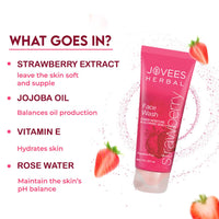 Jovees Herbal Strawberry Face Wash For Hydrating & Glowing Skin with Strawberry Ext. | Gentle Cleanser For Brightens Skin, Removes Pigmentation 120ml