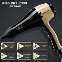 Vega PROFESSIONAL Pro Dry 2000-2200W Hair Dryer -Gold - VPVHD-04