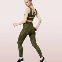 Enamor Longline Sports Bra – Printed | Scoop Neck Medium Impact Dry Fit Sports Bra | Held-in Fit E217