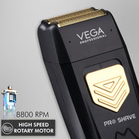 VEGA PROFESSIONAL Pro Shave Hair Shaver for Salon Professionals, Barbers and Salon-Like Shave at Home With Gold Titanium Foil & 210 Mins Runtime, (VPPFS-01)