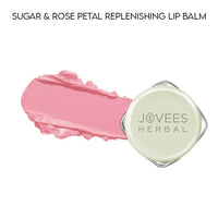 Jovees Herbal Sugar & Rose Petal Replenishing Lip Balm For Soft, Shiny and Glossy Lips | Lip Balm For Dark, Pigmented, Dry, Flaky Lips | 24 Hour Hydration | Rejuvenates Dry and Chapped Lips- 8g