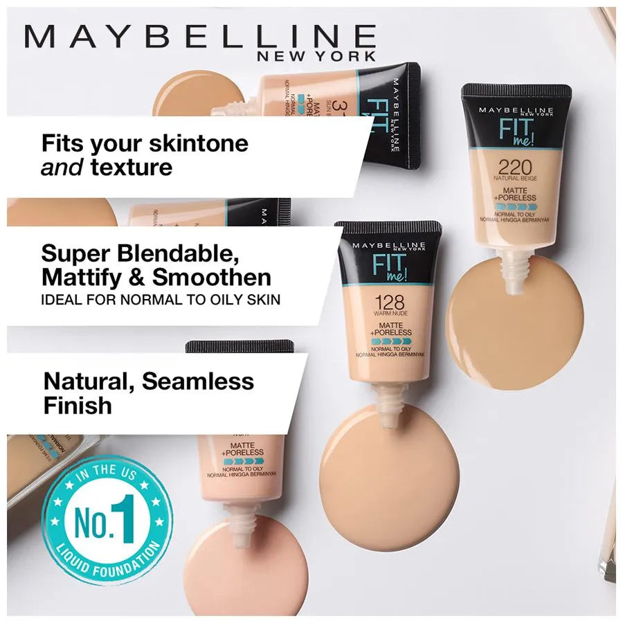 Maybelline New York Fit Me Matte+Poreless Liquid Foundation Tube 220 N –  Mani Ram Balwant Rai