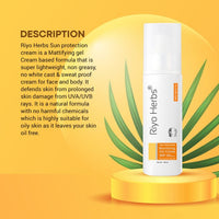 Riyo Herbs Sun Protection Spf-50 Mattifying Gel - Non Comedogenic | Non sticky 100ml