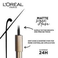 Loreal Paris Matte Signature Eye Liner - Supple Tip, For Smooth Finish, Grip Zone, Waterproof, 24 Hours, 19 g