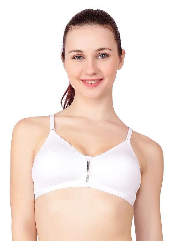 Buy Floret Women's Full Coverage Non Padded & Non-Wired Cotton Bra (B,  Black, 32) at