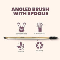 MARS Artist's Arsenal Professional Angled Brush With Spoolie | Feather Soft Touch | Multi-Purpose Brush For Eyes | Precise Synthetic Bristles | Luxe Packaging Makeup Brush (Golden) BRE 06
