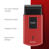 Ikonic Professional Bullet Shaver Travel Shaver Cordless ( Red )