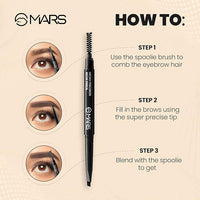 MARS Micro Precision Brow Pencil with spoolie | Retractable & Easy Glide | Long Lasting & Natural Finish | 0.4 g