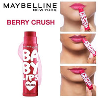 Maybelline New York Lip Balm, With SPF, Moisturises and Protects from the Sun, Pink Lolita & Baby Lips Cherry Kiss, Baby Lips, Berry Crush, 4g