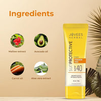 Jovees Herbal Sun Protective Sunscreen SPF 40, 100g | Lightweight and Oil Free - UVA & UVB Protection | Normal to Dry Skin Types | Paraben & Alcohol Free