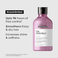 L'Oréal Professionnel Liss Unlimited Shampoo With Pro-Keratin And Kukui Nut Oil For Rebellious Frizzy Hair, Serie Expert, 300Ml