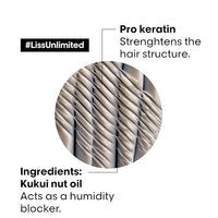 L'Oréal Professionnel Liss Unlimited Shampoo With Pro-Keratin And Kukui Nut Oil For Rebellious Frizzy Hair, Serie Expert, 300Ml