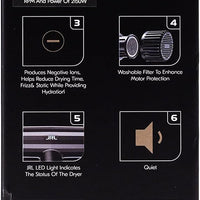 JRL PROFESSIONAL Forte Ultra-Light.Powerful.Efficient Black Hair Dryer