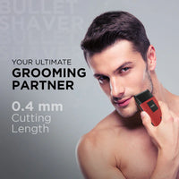 Ikonic Professional Bullet Shaver Travel Shaver Cordless ( Red )