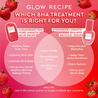 Glow Recipe Strawberry Bha Pore Smooth Blur Drops Serum Treatment + Primer Soin +Base 30ml