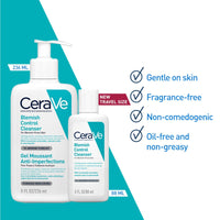 CeraVe Blemish Control Cleanser with 2% Salicylic Acid & Niacinamide for Acne Prone Skin, Controls Acne & Spots, Unclog Pores & Reduces Blemishes 88ml