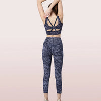 Enamor Longline Sports Bra – Printed | Scoop Neck Medium Impact Dry Fit Sports Bra | Held-in Fit E217