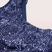 Enamor Longline Sports Bra – Printed | Scoop Neck Medium Impact Dry Fit Sports Bra | Held-in Fit E217