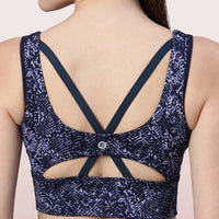 Enamor Longline Sports Bra – Printed | Scoop Neck Medium Impact Dry Fit Sports Bra | Held-in Fit E217