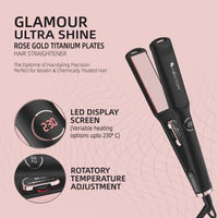 Hector Glamour Ultra Shine Titanium HT-HS 06 Hair Straightener (Black, Rose Gold)