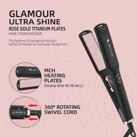Hector Glamour Ultra Shine Titanium HT-HS 06 Hair Straightener (Black, Rose Gold)