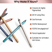 Kay Beauty Gel Formula Waterproof All Day Wear Effortless Glide Ink Artist Gel Kajal 1.2gm