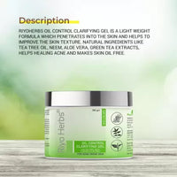 Riyo Herbs Oil Control Clarifying Gel | With Neem, Turmeric & Green Tea Extracts | for Antibacterial Properties Tackles Blackhead, White Heads & Acne Prone Skin (100 g)