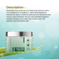 Riyo Herbs Aloe Vera Pure Gel With Vitamin E, Rosemary & Pure Aloe Vera Extracts for Sunburn, Redness & Dull Skin Treatment, Beneficial Properties...