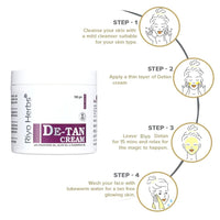 Riyo Herbs De-Tan Cream | Enriched with Natural Ingredients Grapeseed Oil & Olive Oi | for Face, Neck, Hands & Foot | Without Bleach Formulation | For Tan Removal & Even Skin Brightening, 100gm