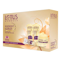 Lotus Radiant Gold Facial Kit for instant glow with 24K Pure Gold & Papaya,4 easy steps (Multiple use)