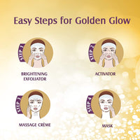 Lotus Radiant Gold Facial Kit for instant glow with 24K Pure Gold & Papaya,4 easy steps (Multiple use)