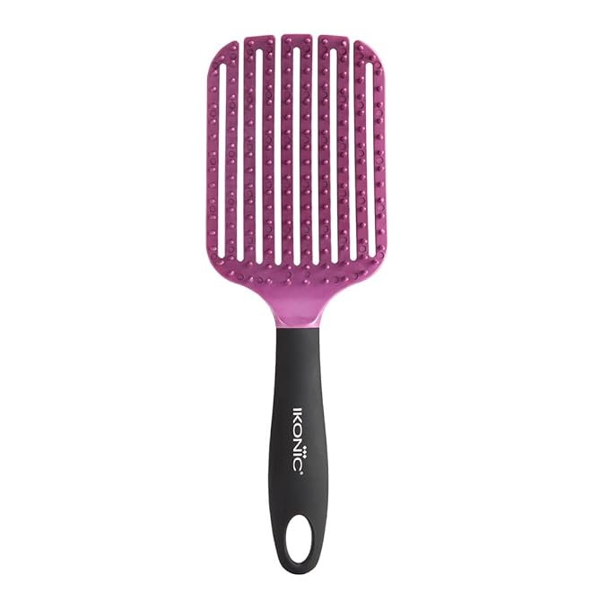 Ikonic Flexi Paddle Brush - Burgundy- Works on all Hair Type, Ideal for detangling, Lightweight and flexible, Hair brush for Men And Women (Burgundy)