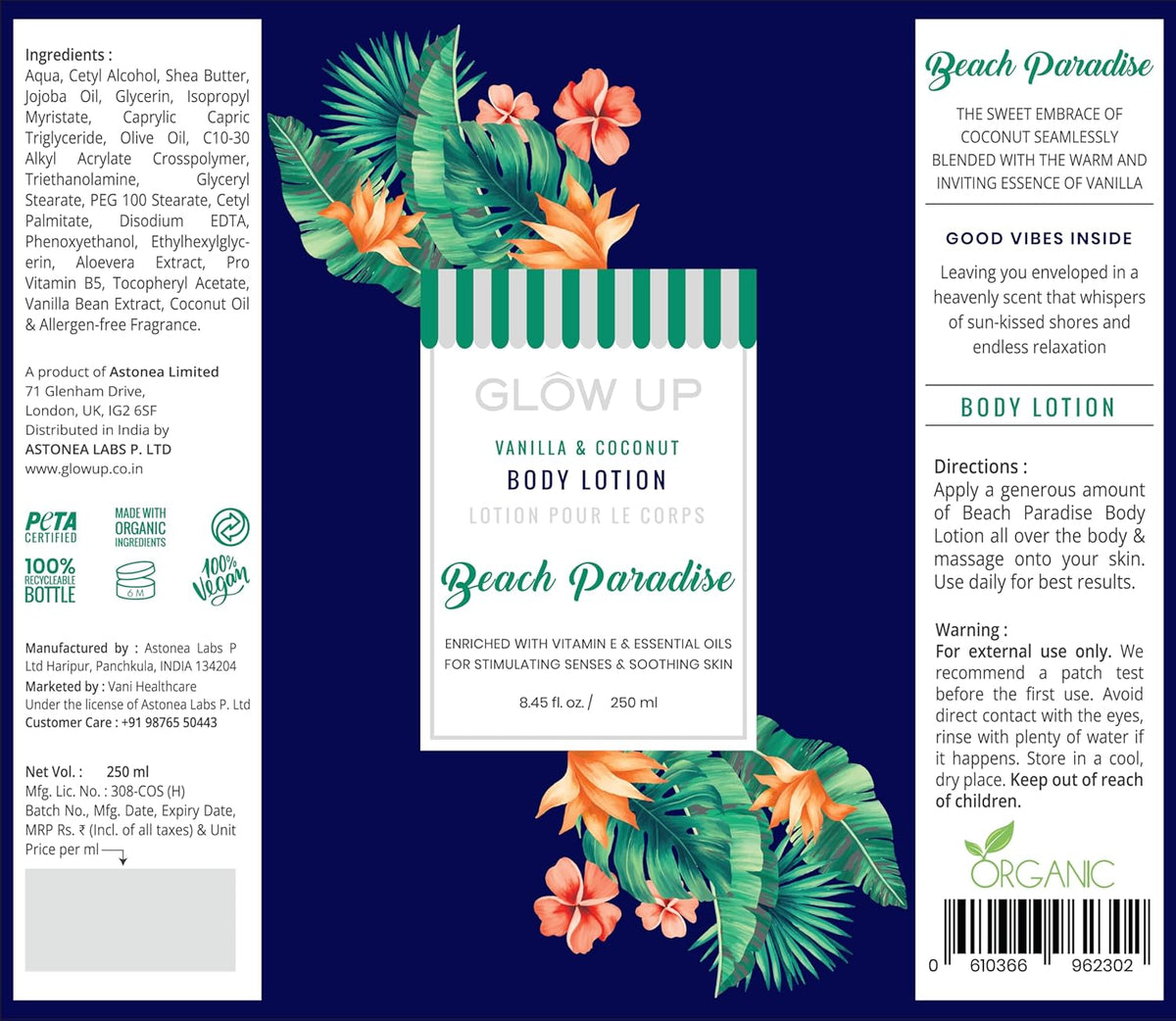 Glow Up Beach Paradise Body Lotion All Skin Type 250ml