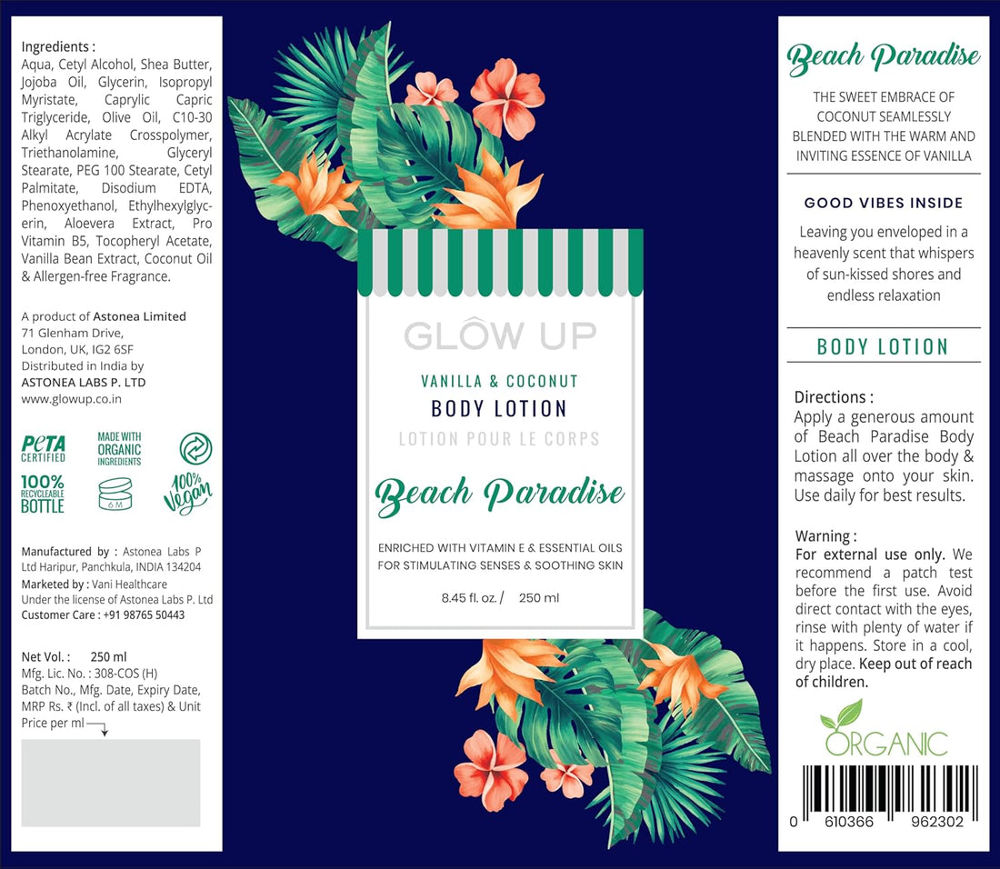 Glow Up Beach Paradise Body Lotion All Skin Type 250ml
