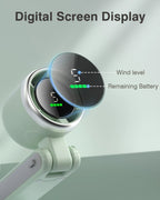 Handheld Portable Turbo Fan, 5-Speed Rechargeable Personal Fan | 180° Foldable 3 IN 1 Design with LED Display, Mini Desk Fan for Office, Travel & Outdoor Activities, Green