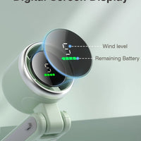 Handheld Portable Turbo Fan, 5-Speed Rechargeable Personal Fan | 180° Foldable 3 IN 1 Design with LED Display, Mini Desk Fan for Office, Travel & Outdoor Activities, Green