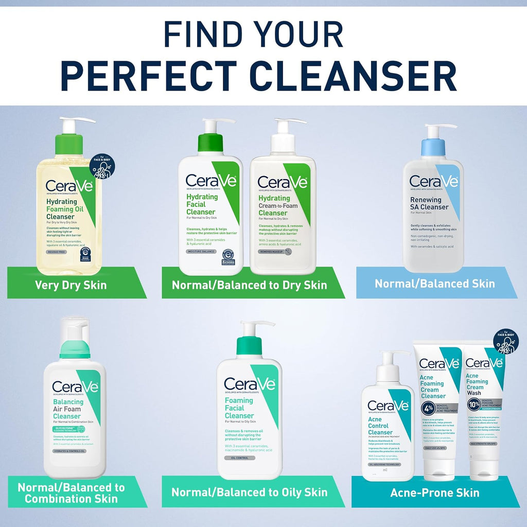 CeraVe SA Smoothing Cleanser For Dry, Rough & Bumpy Skin, contains Salicylic Acid, Ceramides & Hyaluronic acid|Dermatologist Recommended Face wash 236ml (Made In France)