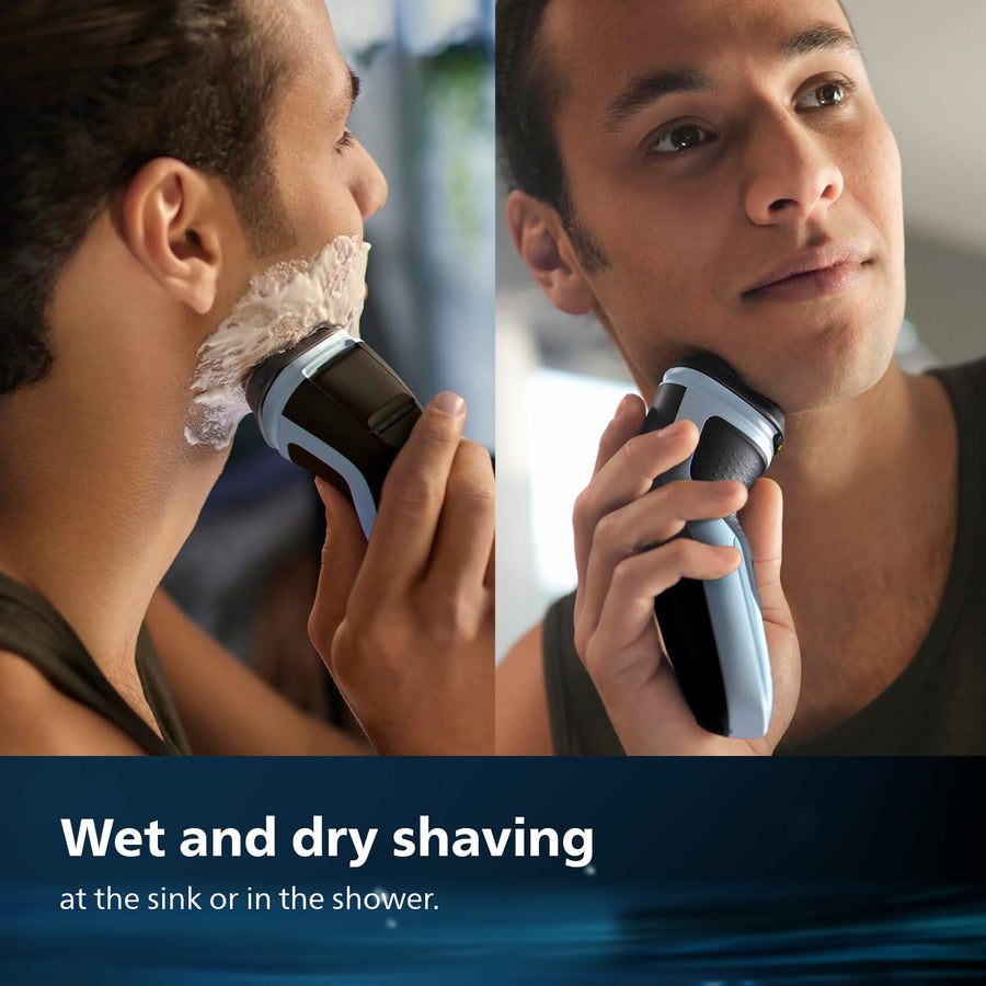 Philips Electric Shaver for Men, SkinProtect Technology, Wet and Dry Shave, 3D Floating Heads, 27 Self Sharpening Blades, Pop-up Trimmer, Cordless, Waterproof X3063/03 (New Model)