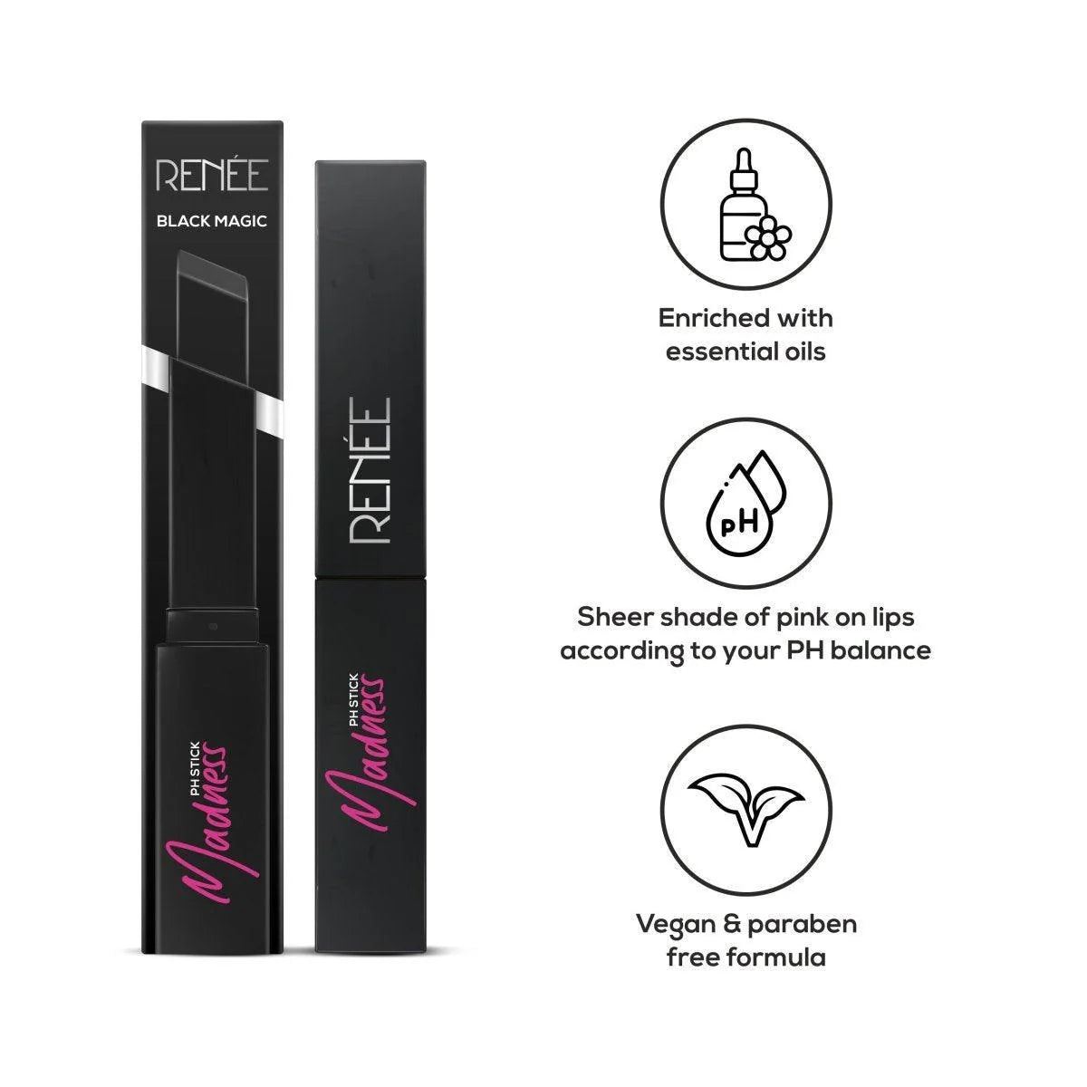 RENEE pH Stick Madness Black Lipstick Pink Payoff 3g