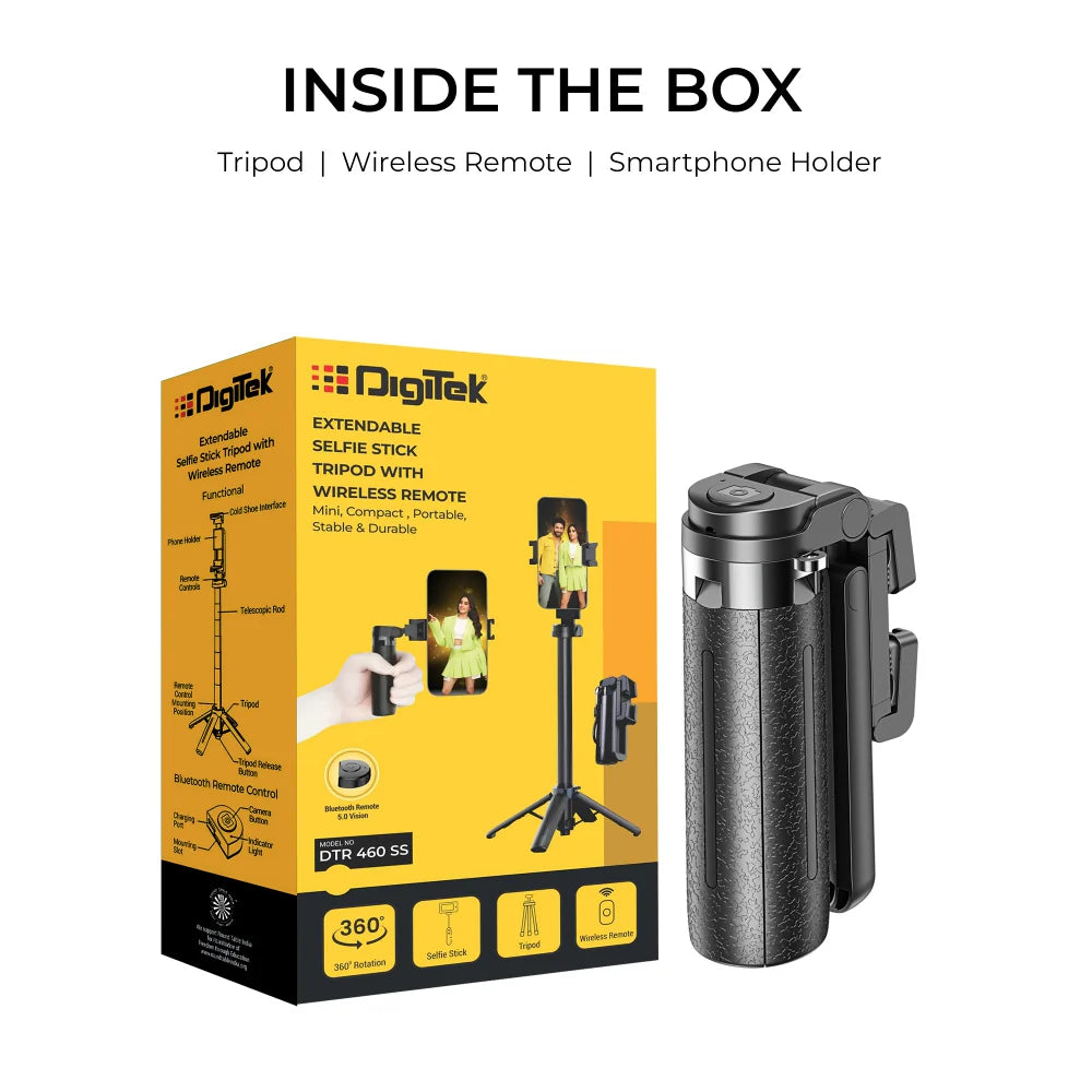DIGITEK TRIPOD DTR 460 SS EXTENDABLE SELFIE STICK TRIPOD WITH WIRELESS REMOTE