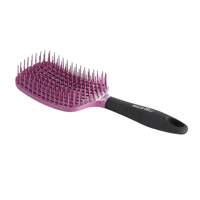 Ikonic Flexi Paddle Brush - Burgundy- Works on all Hair Type, Ideal for detangling, Lightweight and flexible, Hair brush for Men And Women (Burgundy)