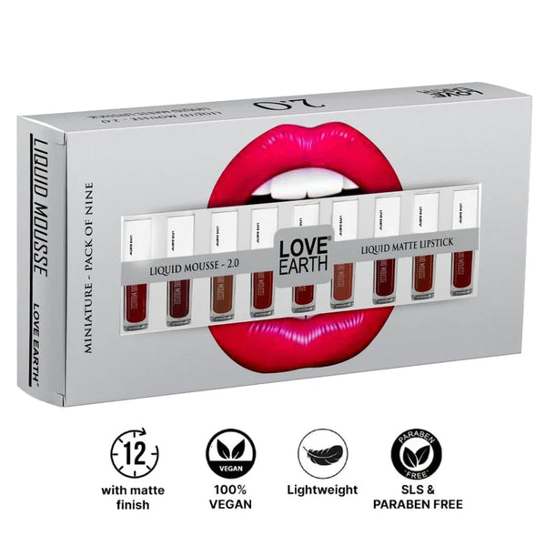 LOVE EARTH LIQUID LIPSTICK PACK OF 9 2.0 - MINIS Set- 2