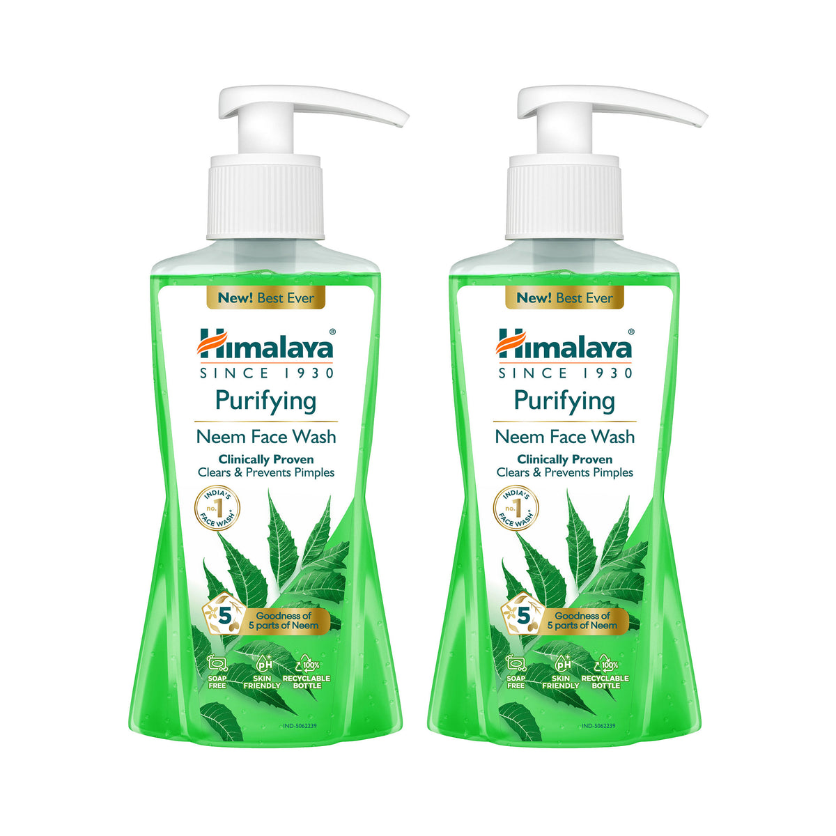 Himalaya Set of 2 Anti-Pimple Purifying Neem Face Wash with Turmeric - 200 ml Each