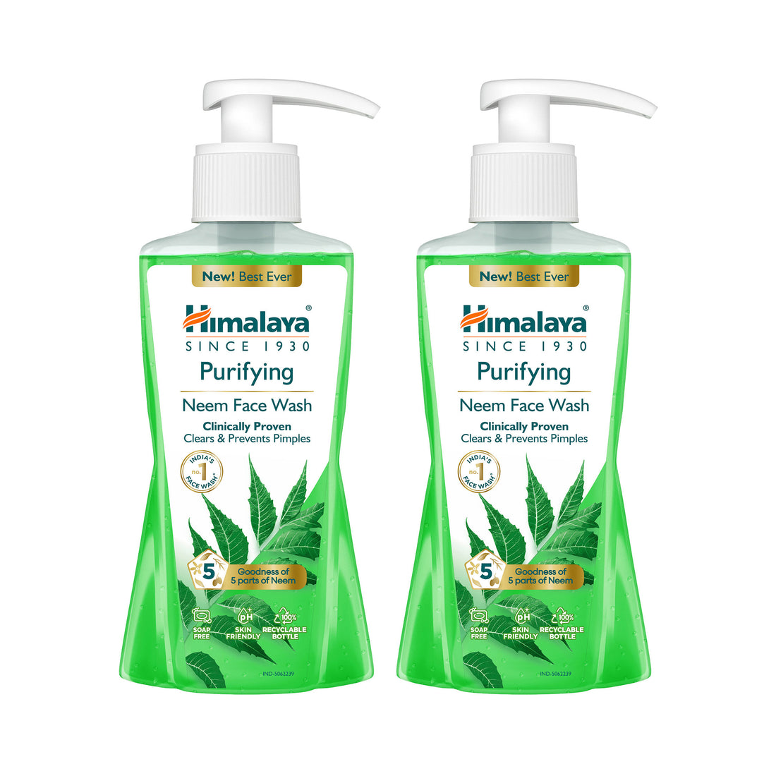 Himalaya Set of 2 Anti-Pimple Purifying Neem Face Wash with Turmeric - 200 ml Each