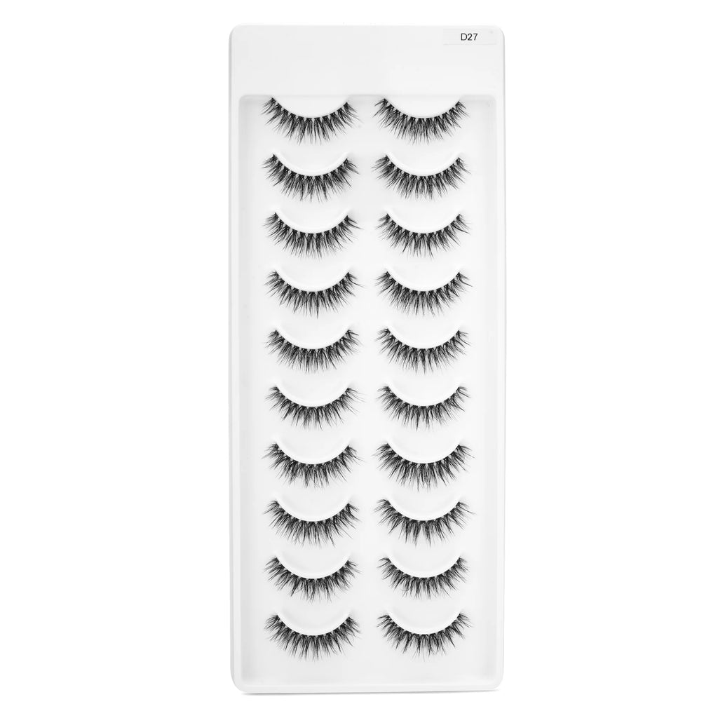 MYSTIQUE HAIR FEATHERLIGHT EYE LASHES TRANSPARENT BAND MINK EYELASHES 10 PAIRS