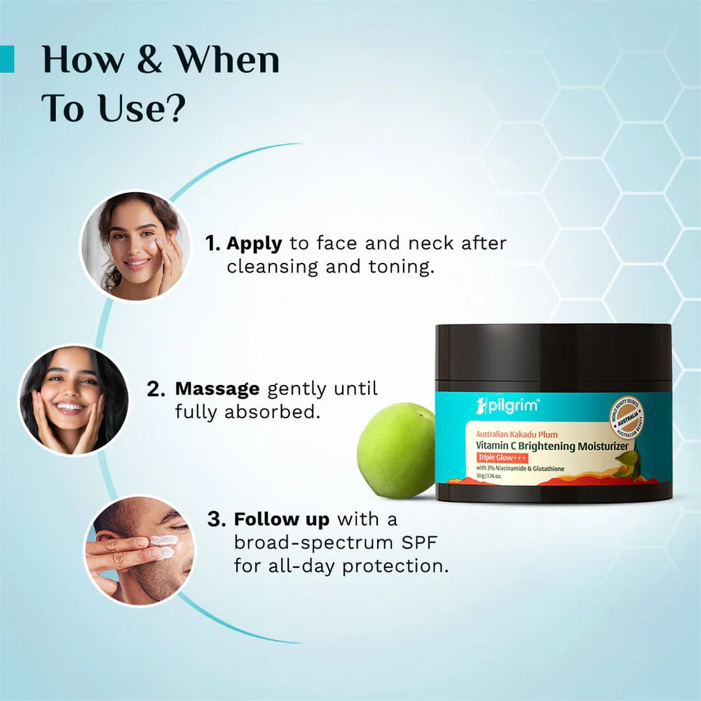 pilgrim Australian Kakadu Plum Vitamin C Brightening Moisturizer Discover Triple Glow 50g