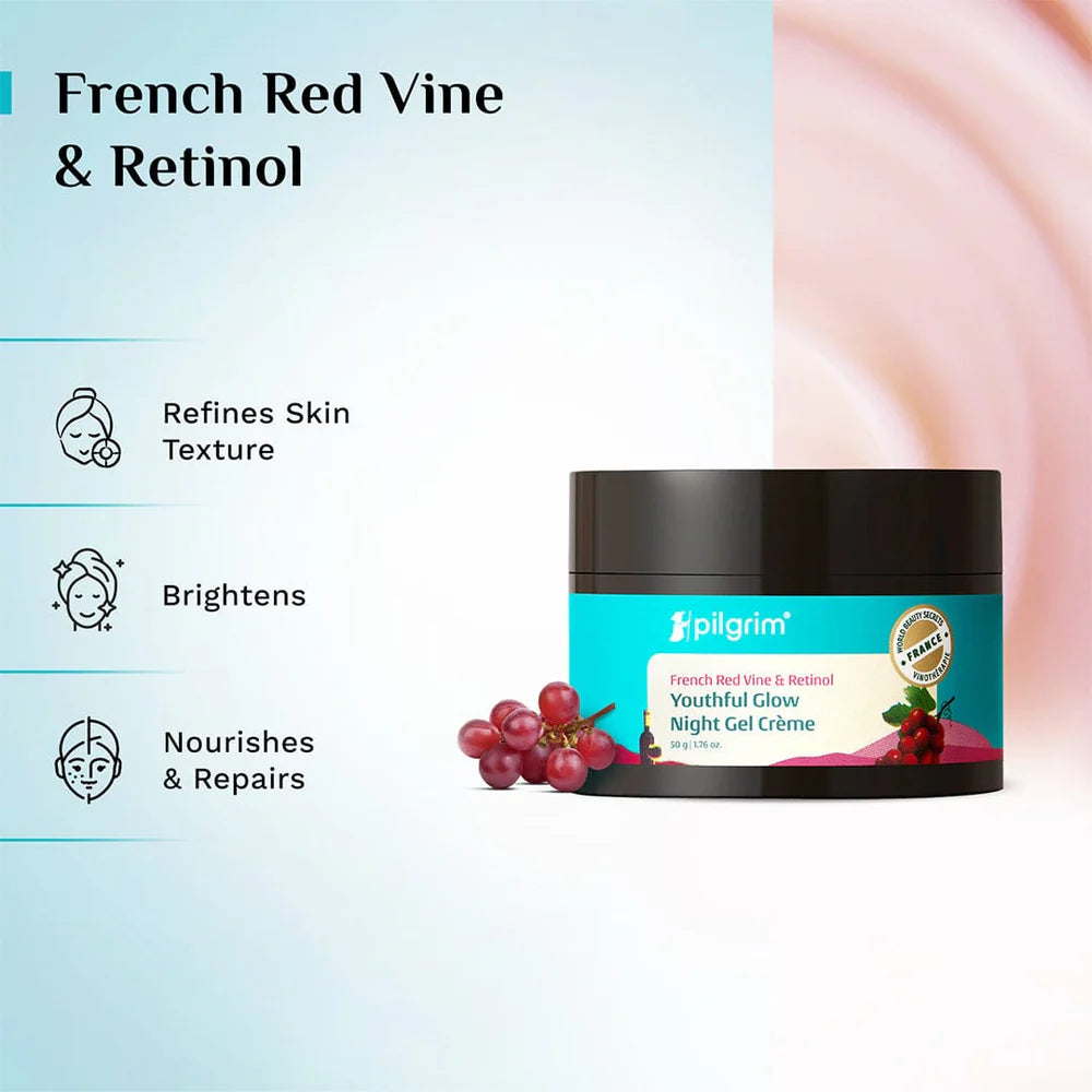 pilgrim French Red Vine & Retinol Youthful Glow Night Gel Creme 50g