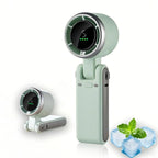 Handheld Portable Turbo Fan, 5-Speed Rechargeable Personal Fan | 180° Foldable 3 IN 1 Design with LED Display, Mini Desk Fan for Office, Travel & Outdoor Activities, Green