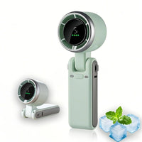Handheld Portable Turbo Fan, 5-Speed Rechargeable Personal Fan | 180° Foldable 3 IN 1 Design with LED Display, Mini Desk Fan for Office, Travel & Outdoor Activities, Green